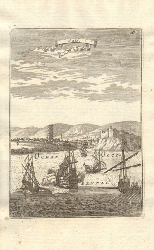 RABAT. View of Salé (Sala/Rabat). Fortifications. Ships. Minaret. MALLET 1683